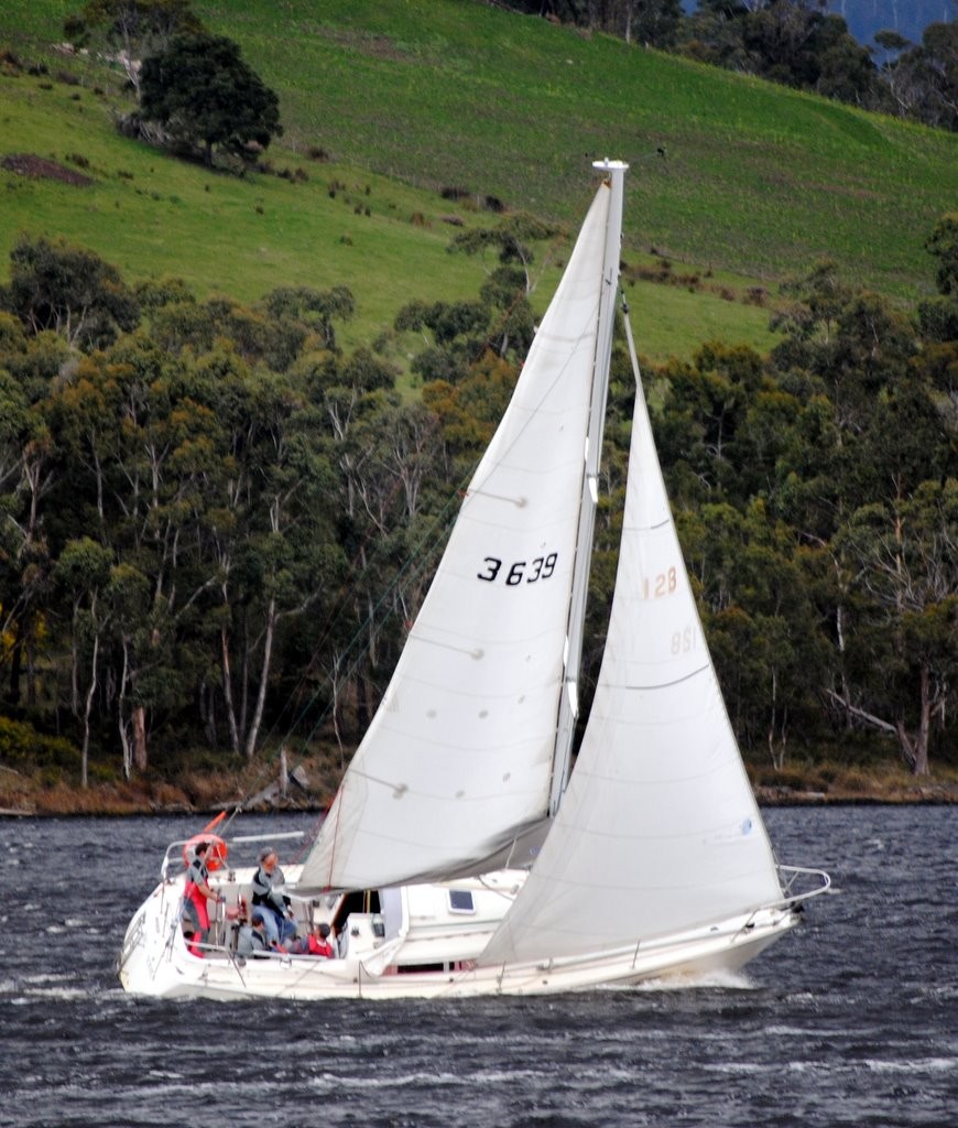 Cock of the Huon for 2011,  Take Five, beating into a strong westerly gusting down the Huon River - Pipe Opener Series 2011 © Rob Cruse